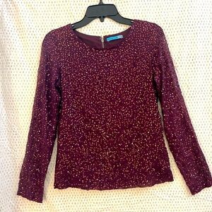 Alice + Olivia Purple Sequin Blouse